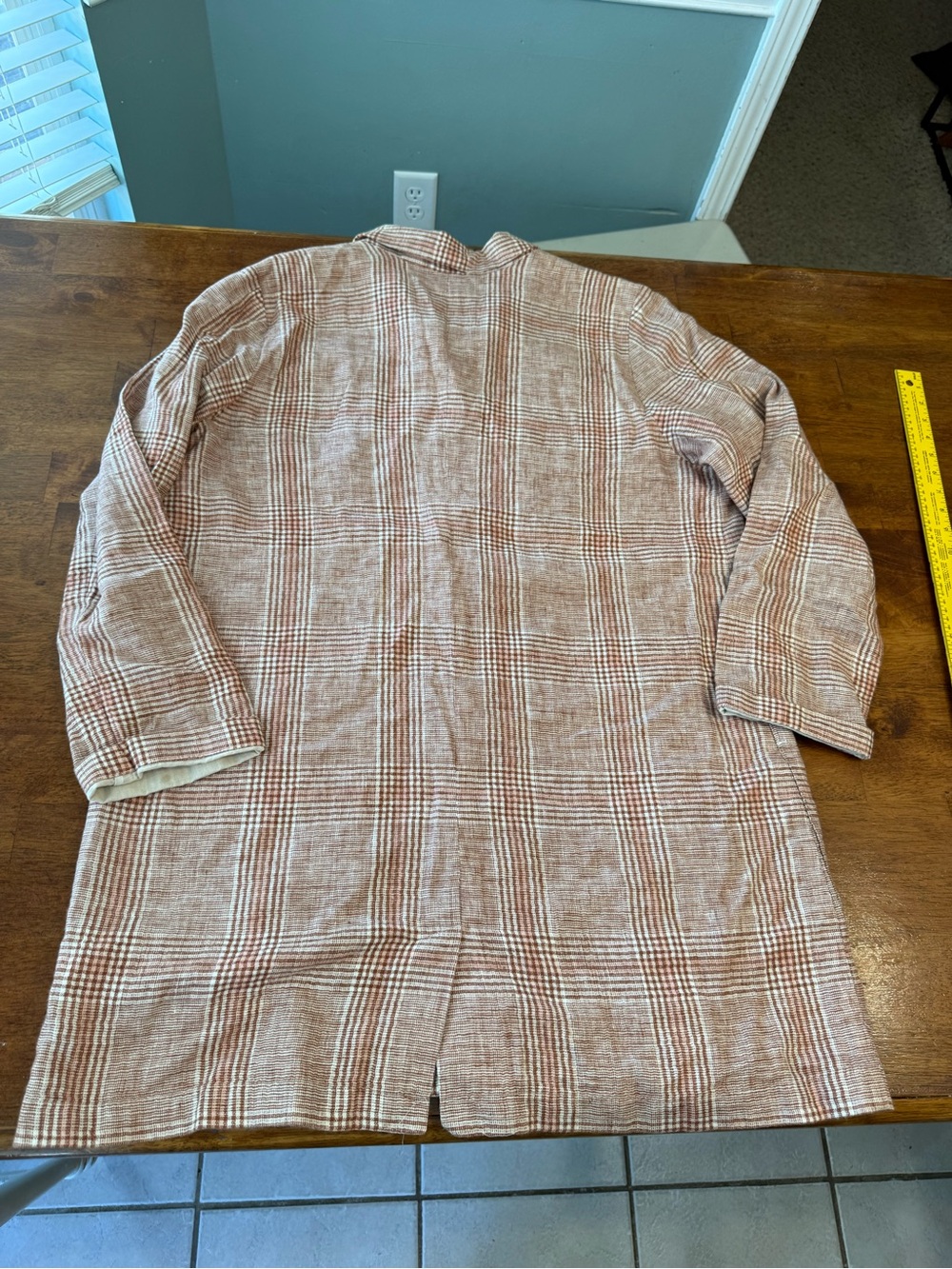 J.Jill Harper Linen Cotton Blazer Henna Plaid Relaxed Jacket Women L Tall Brown - Picture 8 of 12